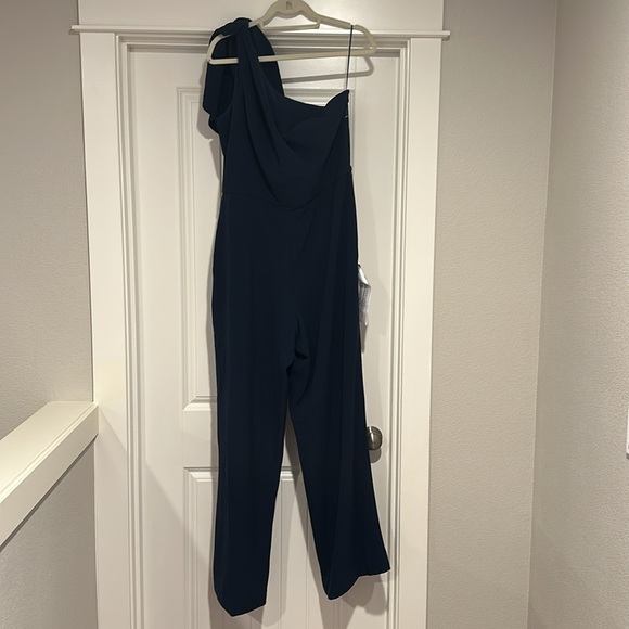 DRESS THE POPULATION Tiffany Jumpsuit one shoulder midnight navy blue XXL NWT - Picture 4 of 7